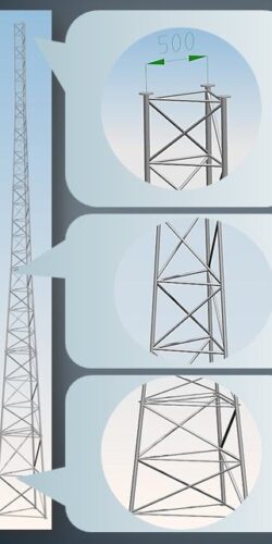 Wieża kratownicowa aluminiowa telekomunikacyjna serii T500