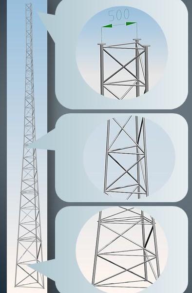 Wieża kratownicowa aluminiowa telekomunikacyjna serii T500