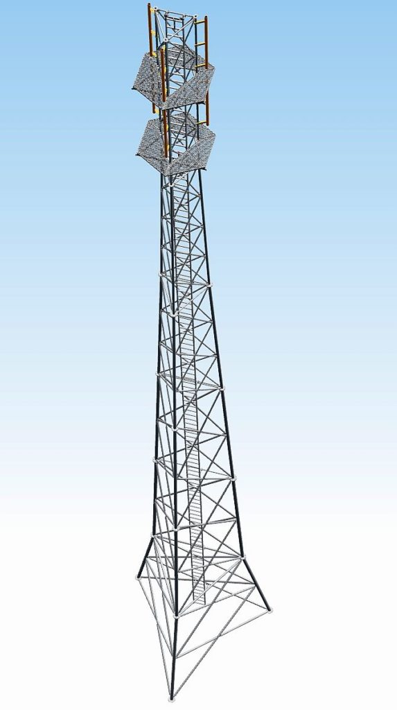 Wieża stalowa kratownicowa serii T1000-35 - model 3d