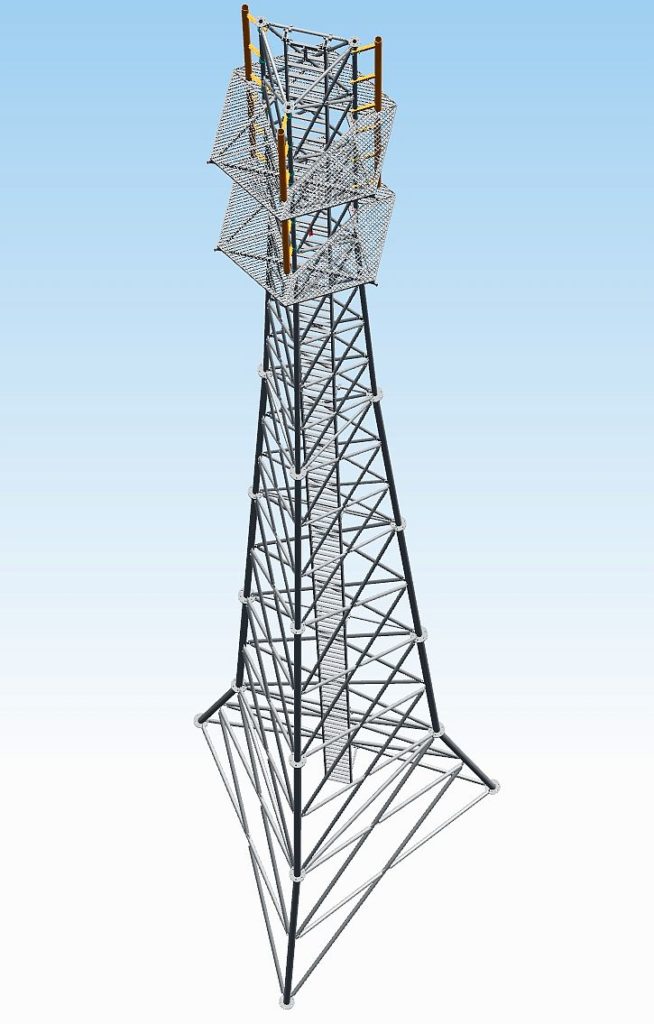 Wieża stalowa kratownicowa serii T1000-35 - model 3d