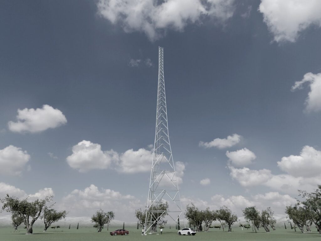 Wieża stalowa kratownicowa T1800-72 AluPro &ndash; rendering 3D